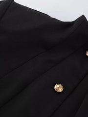 Elegant Stand Collar Blazer And Mini Skirt Set in Black, view 14