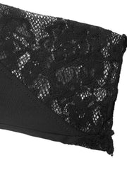 Black lace trim bodysuit with one shoulder detail.