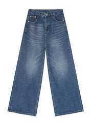 Wide-leg jeans in light blue denim with vintage wash and relaxed fit.