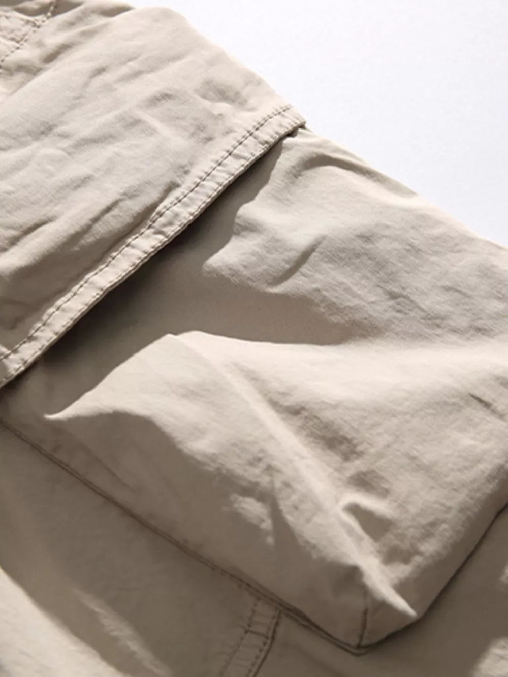 Men's Full Size Multiple Pockets Sweatpants Set in Khaki, fabric detail