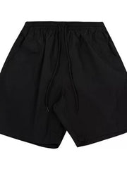 Men's black lightweight drawstring shorts with pockets