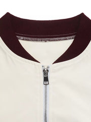 Contrast Trim Zip Up Jacket in White, product detail
