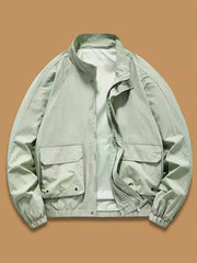 Lightweight men's zip jacket in Bean Green with stand collar and four front pockets.