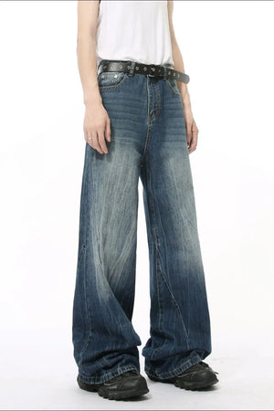 Electric Drift wide leg jeans in medium wash denim with a relaxed fit and subtle fading.