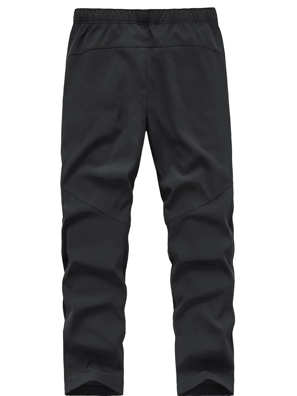 Black men's sweatpants with elastic waistband and paneled legs.