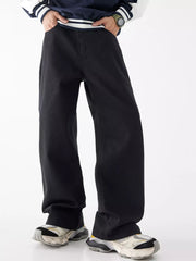 Men's Wide Leg Jeans With Pockets in White, front view