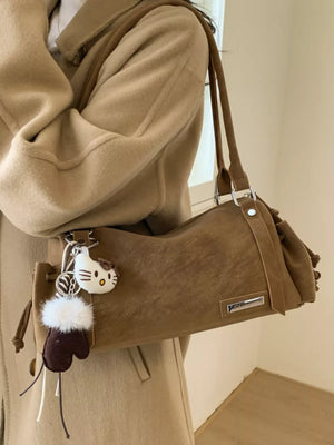 Vintage Lightweight Shoulder Bag in Brown, model styling view