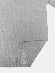 Light Gray ribbed knit pullover sweater with side slit detail