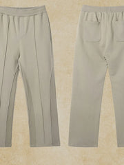 Seam detail lounge trousers in beige with elastic waist and two back pockets.