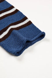 Striped Drop Shoulder Button Cardigan in Dusty Blue, view 14