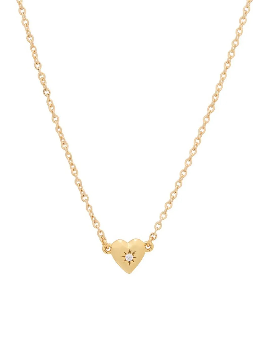Gold heart pendant necklace with diamond accent on delicate chain