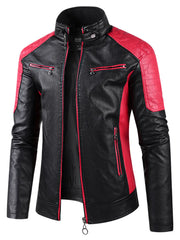 Premium Color Block Faux Leather Coat