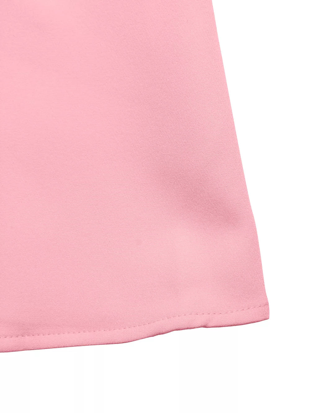 Pink mini dress with pearl trim detail and A-line cut.