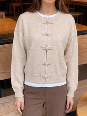 Button-down Long-sleeve Top in Apricot, side view