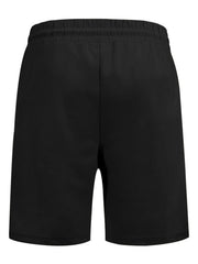 Black chino shorts with elastic drawstring waist.