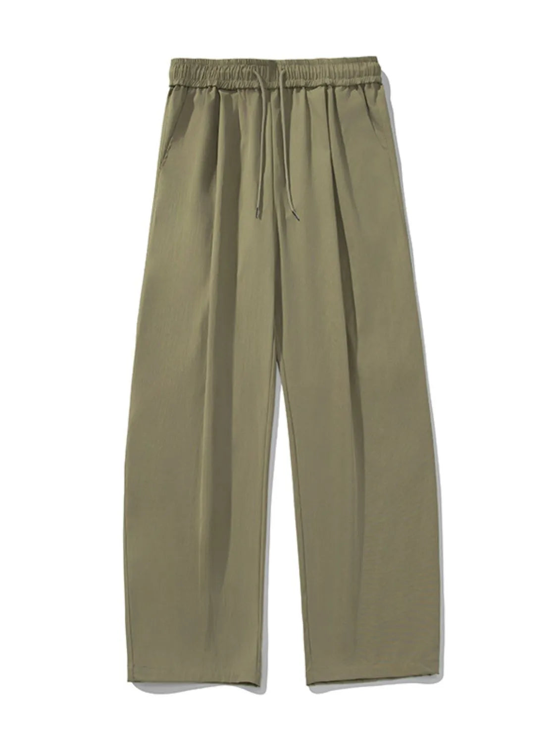 Sage balloon-fit drawstring trousers with elastic waistband and side pockets.