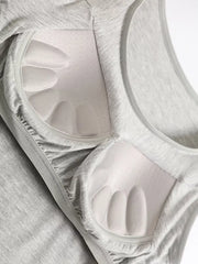 Gray cami pajama top with built-in padded cups and adjustable straps.