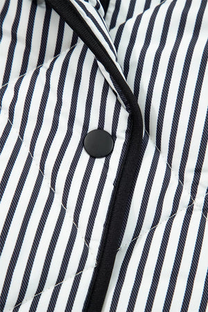Striped Quilted Vest Coat in Black, view 12