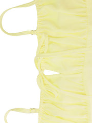 Yellow cami set with ruched detail and tie front.