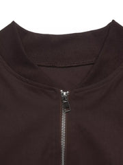 Zip Up Dropped Shoulder Jacket in Coffee Brown, alternate angle