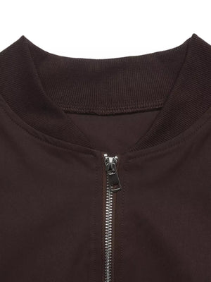 Zip Up Dropped Shoulder Jacket in Coffee Brown, alternate angle