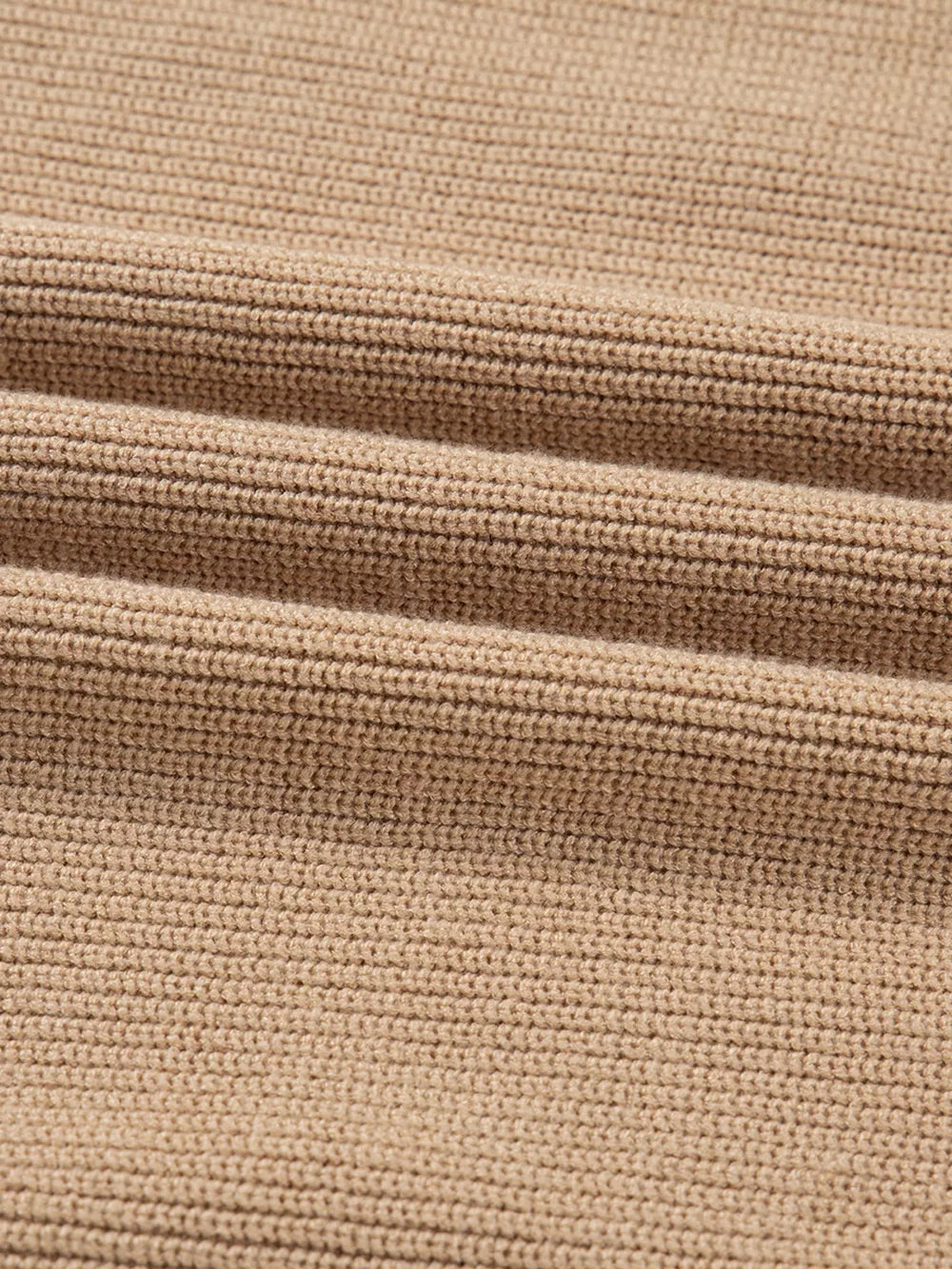 Beige ribbed knit sweater dress fabric detail