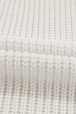Ivory acrylic knit cardigan with textured stitch detail