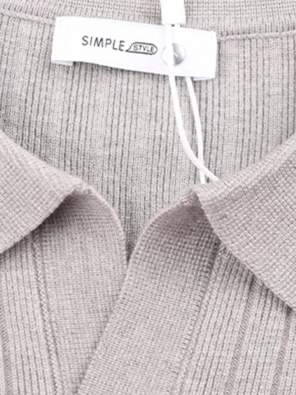 Men's Plus Size Long Sleeve Textured Knit Sweater in Light Gray, close-up detail