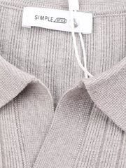Men's Plus Size Long Sleeve Textured Knit Sweater in Light Gray, close-up detail