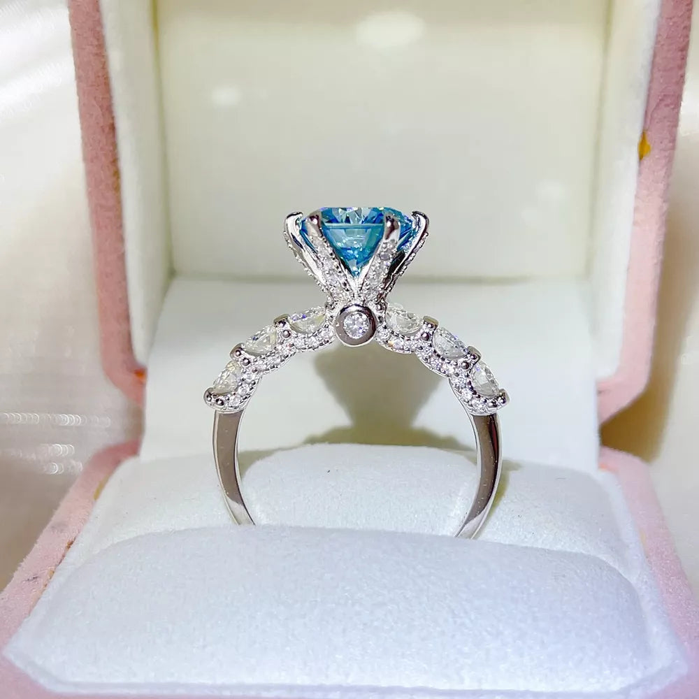 925 Sterling Silver Solitaire Moissanite Bezel Ring, model styling view
