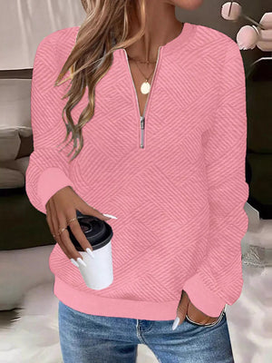 Textured Quarter-zip Sweatshirt in Black, view 11
