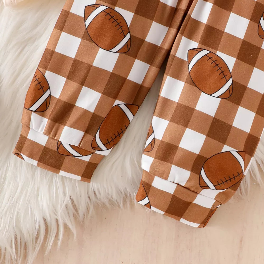 Children's Football Season Bodysuit Set in Apricot, model styling view
