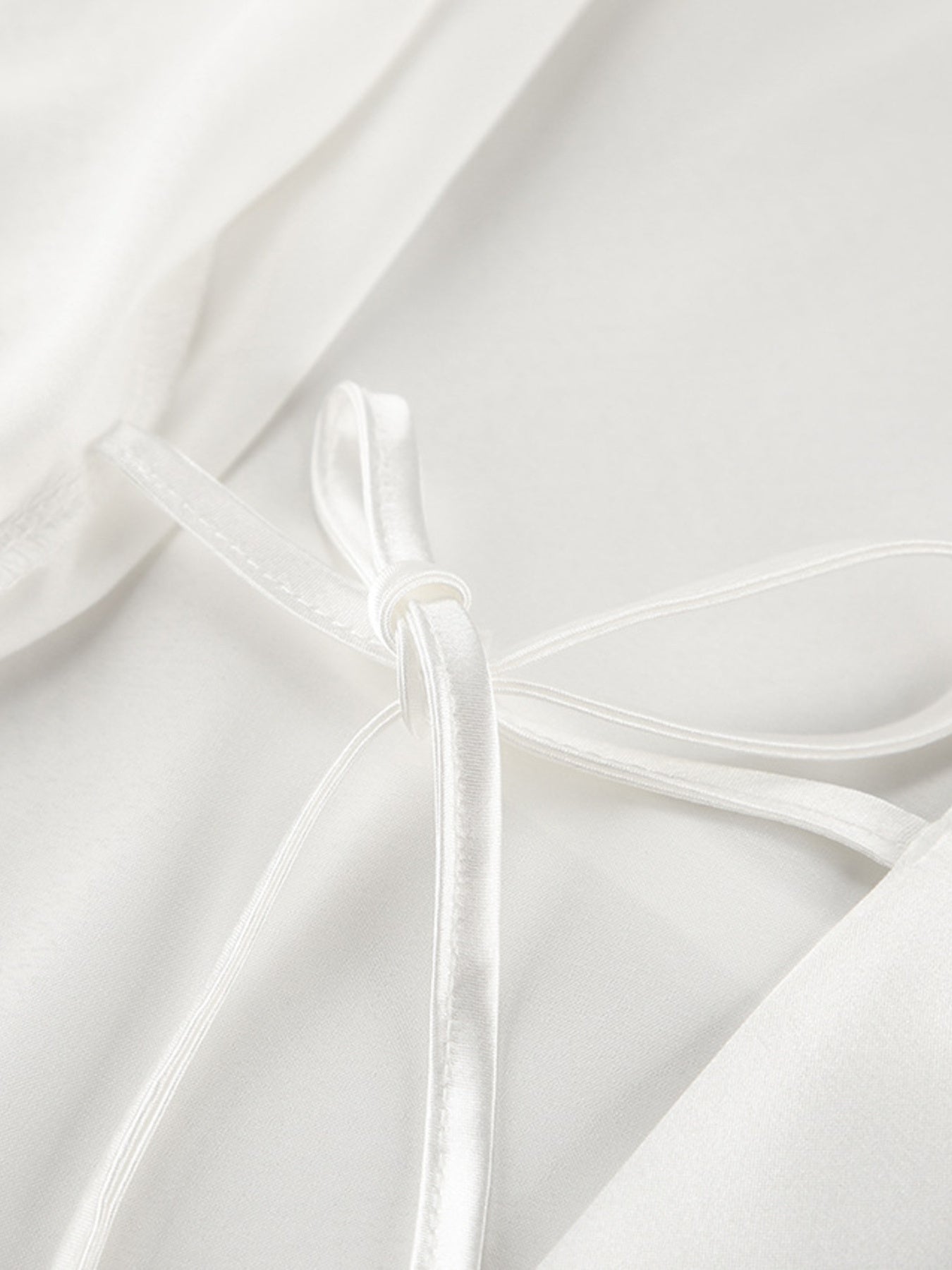 White lace trim lounge set with satin drawstring detail