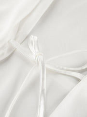 White lace trim lounge set with satin drawstring detail