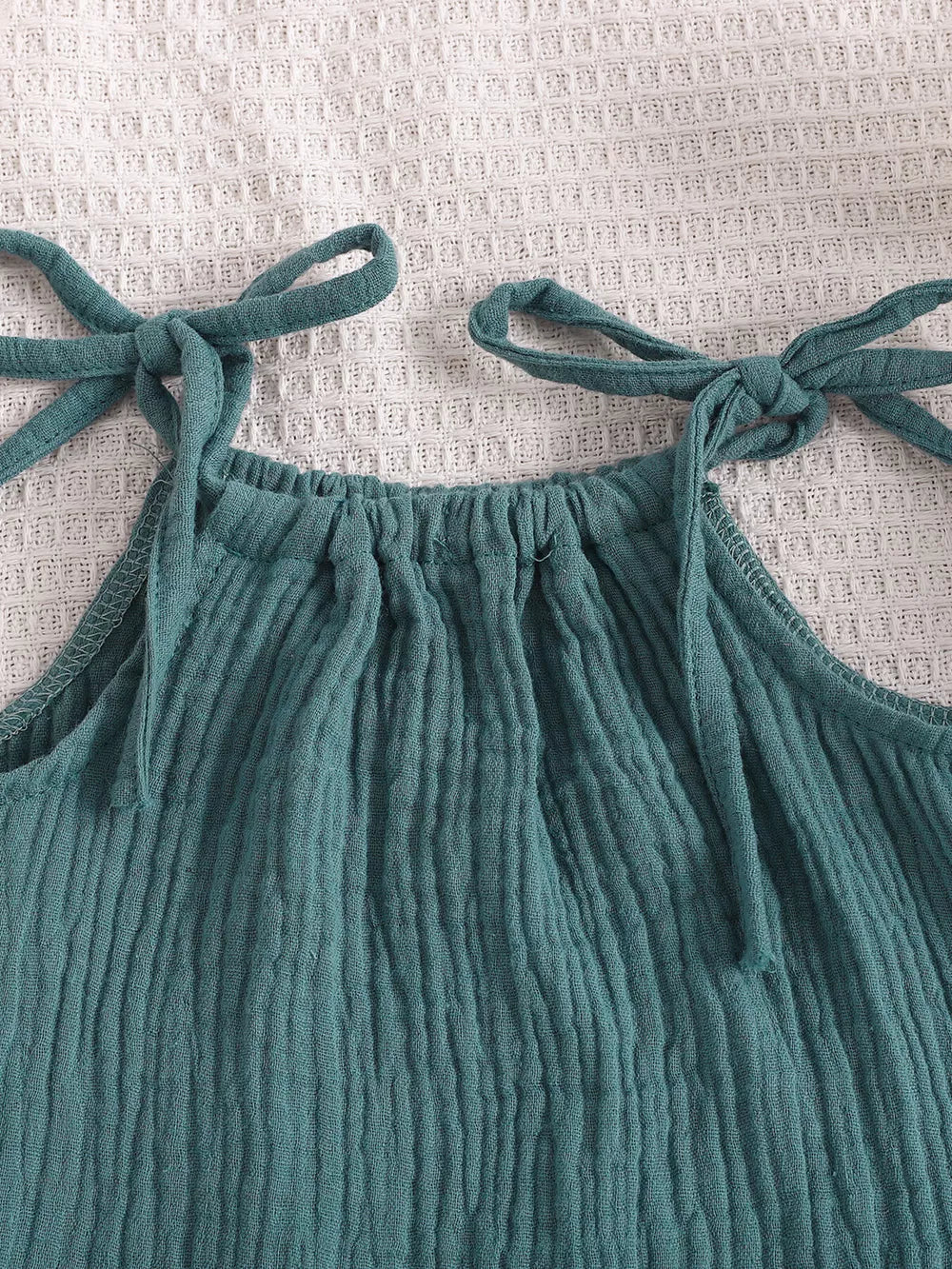 Children's Textured Cami And Shorts Set in Sea Blue, fit detail