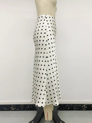 Polka Dot Midi Skirt in Orange-red, product detail