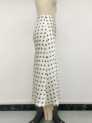 Polka Dot Midi Skirt in Orange-red, product detail