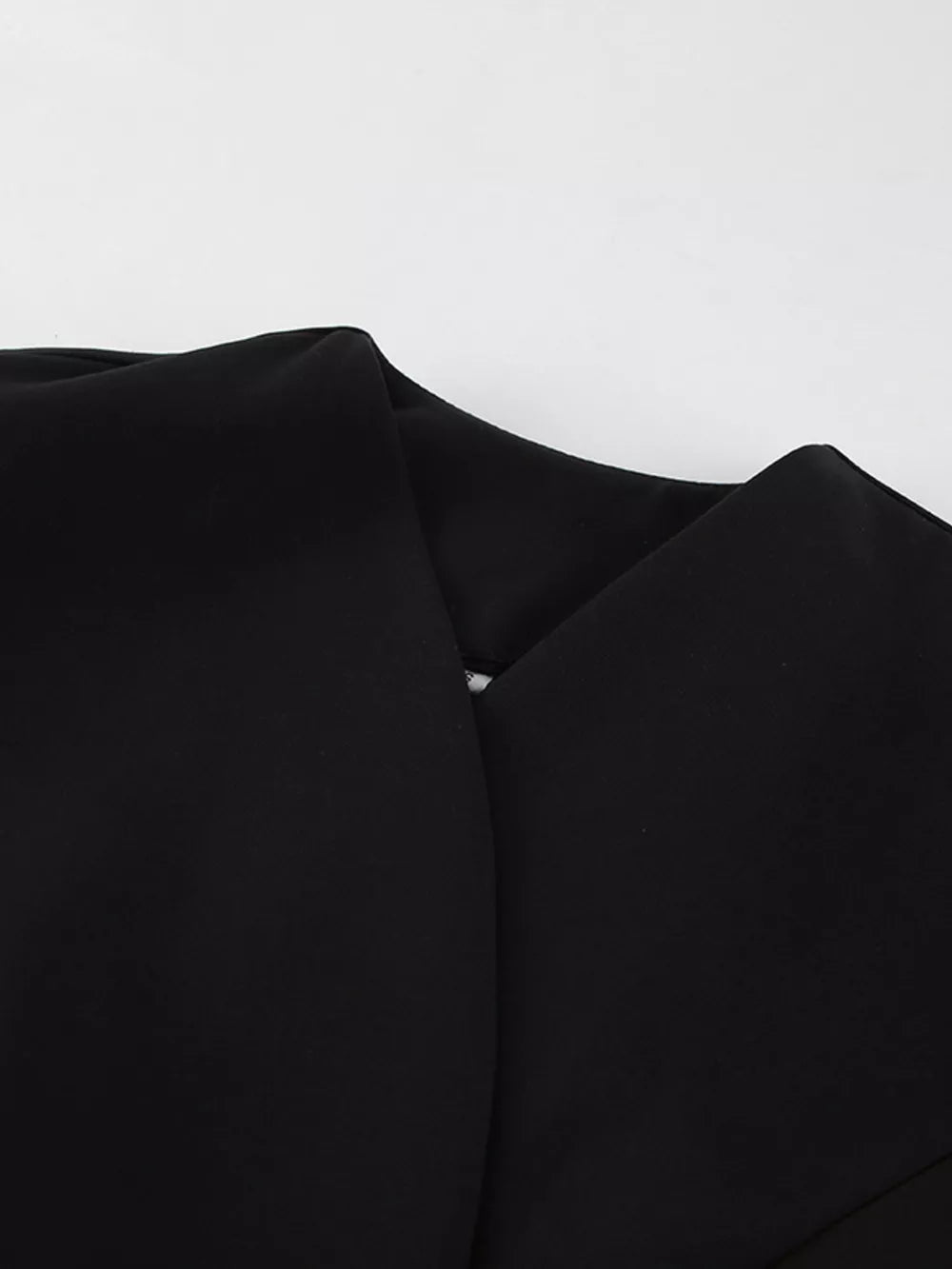 Puffy Sleeve Blazer And Wide-leg Pants Set in Black, editorial view