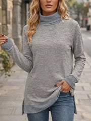 classic turtleneck sweater in Mocha with turtleneck