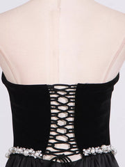 Lace Up Back Tube Maxi Dress in Black, back view
