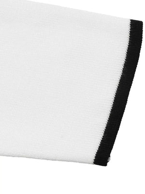 Contrast Trim Button Decor Knit Top in White, editorial view