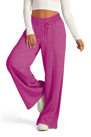 Fuchsia pink seamed palazzo lounge trousers with drawstring waist and wide leg