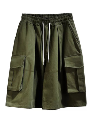 Men's Full Size Cargo Shorts With Drawstring Waist in Khakis, alternate angle