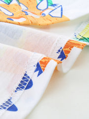 Children's cotton t-shirt with dinosaur print and stitched hem detail.