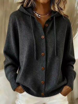 Hooded Button-up Cardigan in Pink, view 16
