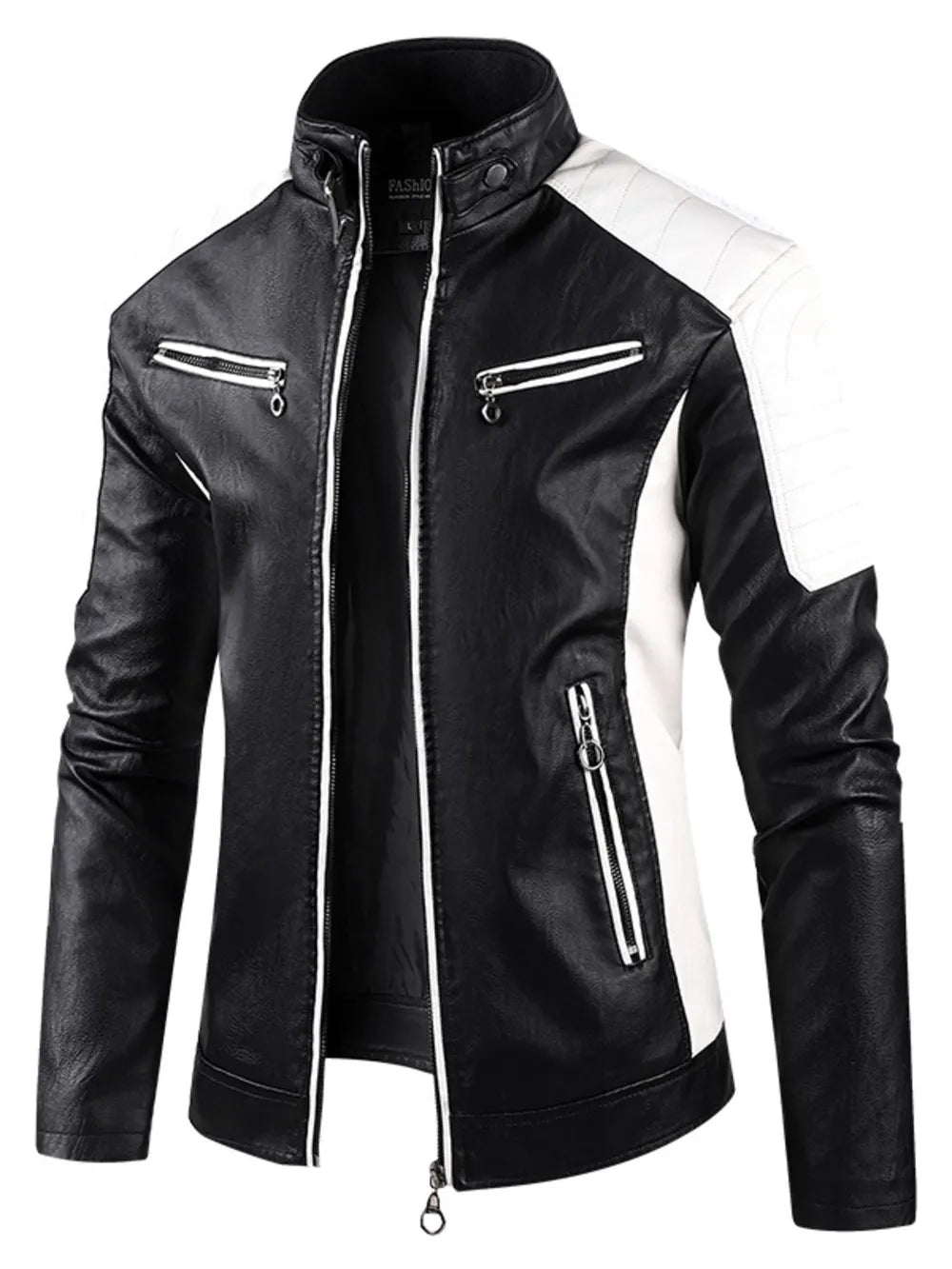 Premium Color Block Faux Leather Coat
