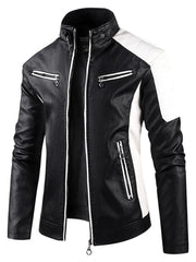 Premium Color Block Faux Leather Coat