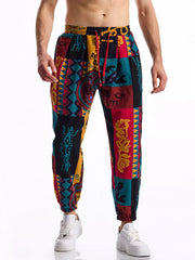 Men's Full Size Printed Drawstring Casual Pants in Chocolate, view 11