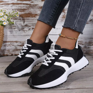 Lace Up Round Toe Sneakers in Red, fit detail