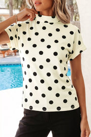 Charming Polka Dot Mock Neck Shirt